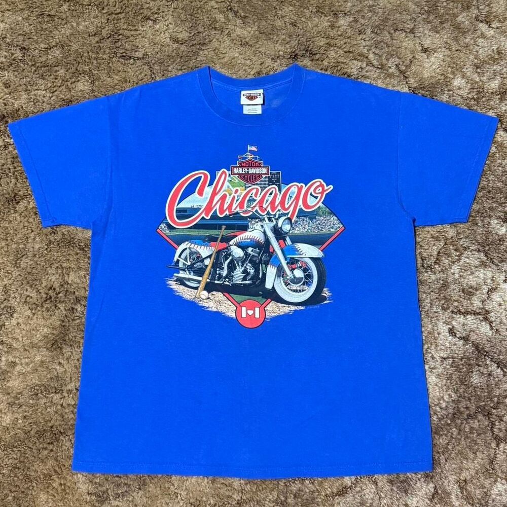 Harley Davidson Countryside, Illinois Chicago T-shirt Tee Blue Large
